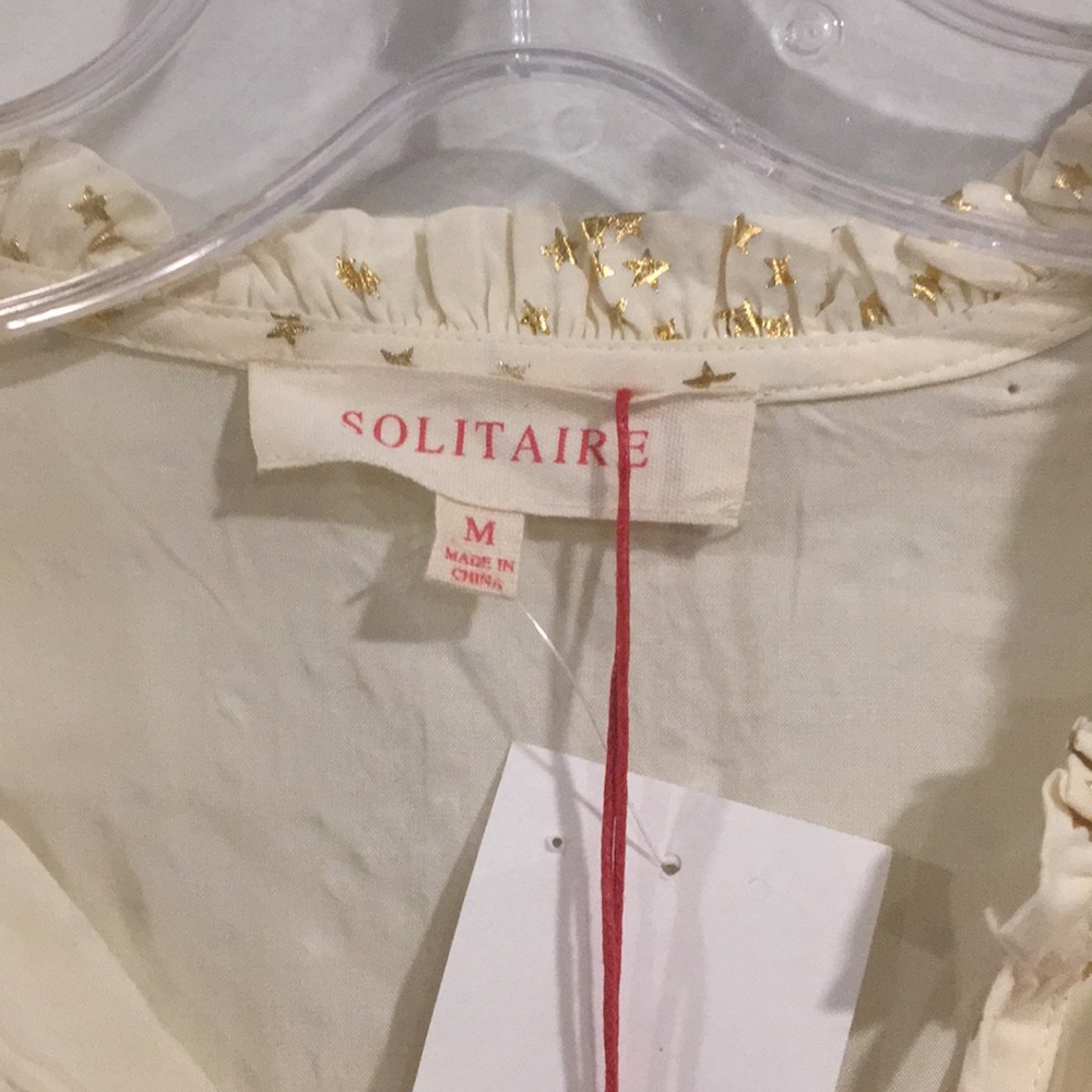 SOLITAIRE Long Sleeves ⭐️ Print Ruffle Top Size M - Picture 8 of 11